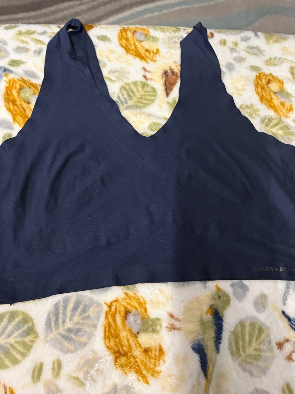 Lucky Brand Navy V-Neck Unpadded Sports Bra